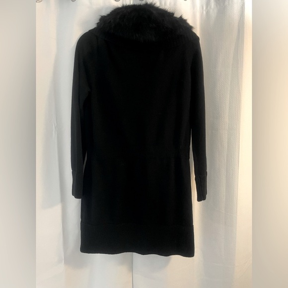 Banana Republic Black Jacket/sweater with Fur Trim Full Zip Banana Republic, Med - Picture 5 of 6